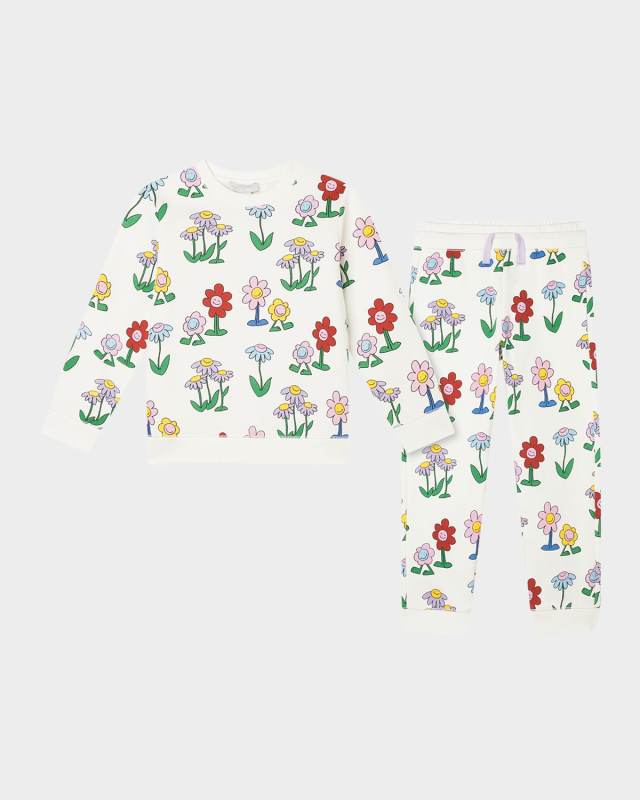Girl's Floral-Print 2-Piece Tracksuit Set, Size 4-8